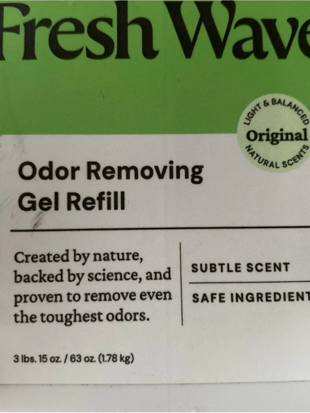 Original Odor Removing Gel Refill - White with Green Label